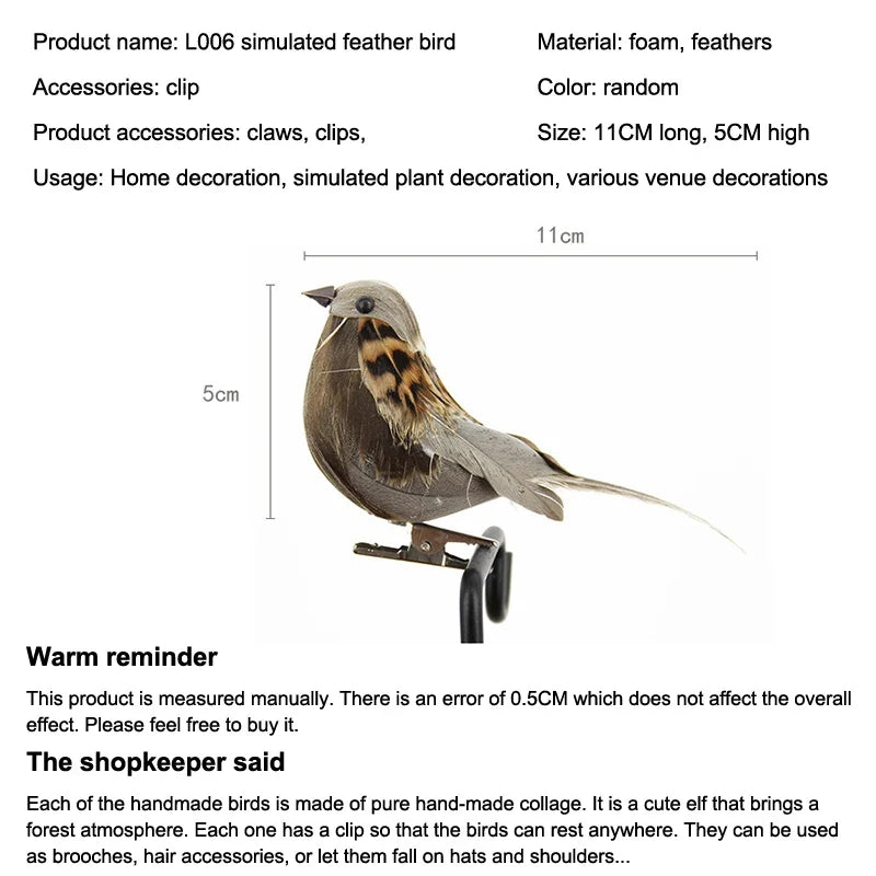 Artificial Feathered Clip-On Birds – Tree & Yard Ornaments Garden Bird Ornament Qme