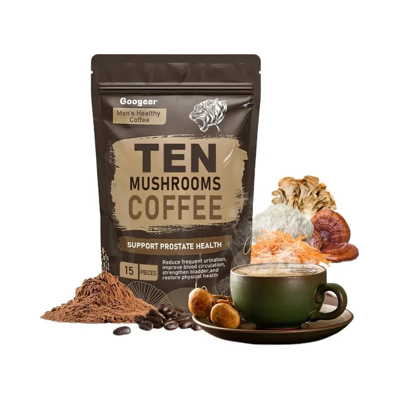 10-Mushroom Blend Coffee Powder – Daily Nutrition & Energy Mushroom Supplement Powder Qst 1 bag