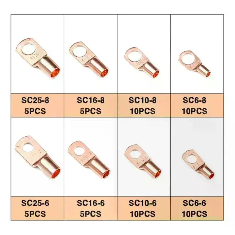 Tinned Copper Cable Lug Battery Terminal Kit 60pcs Cable Lug Terminal Kit Qme