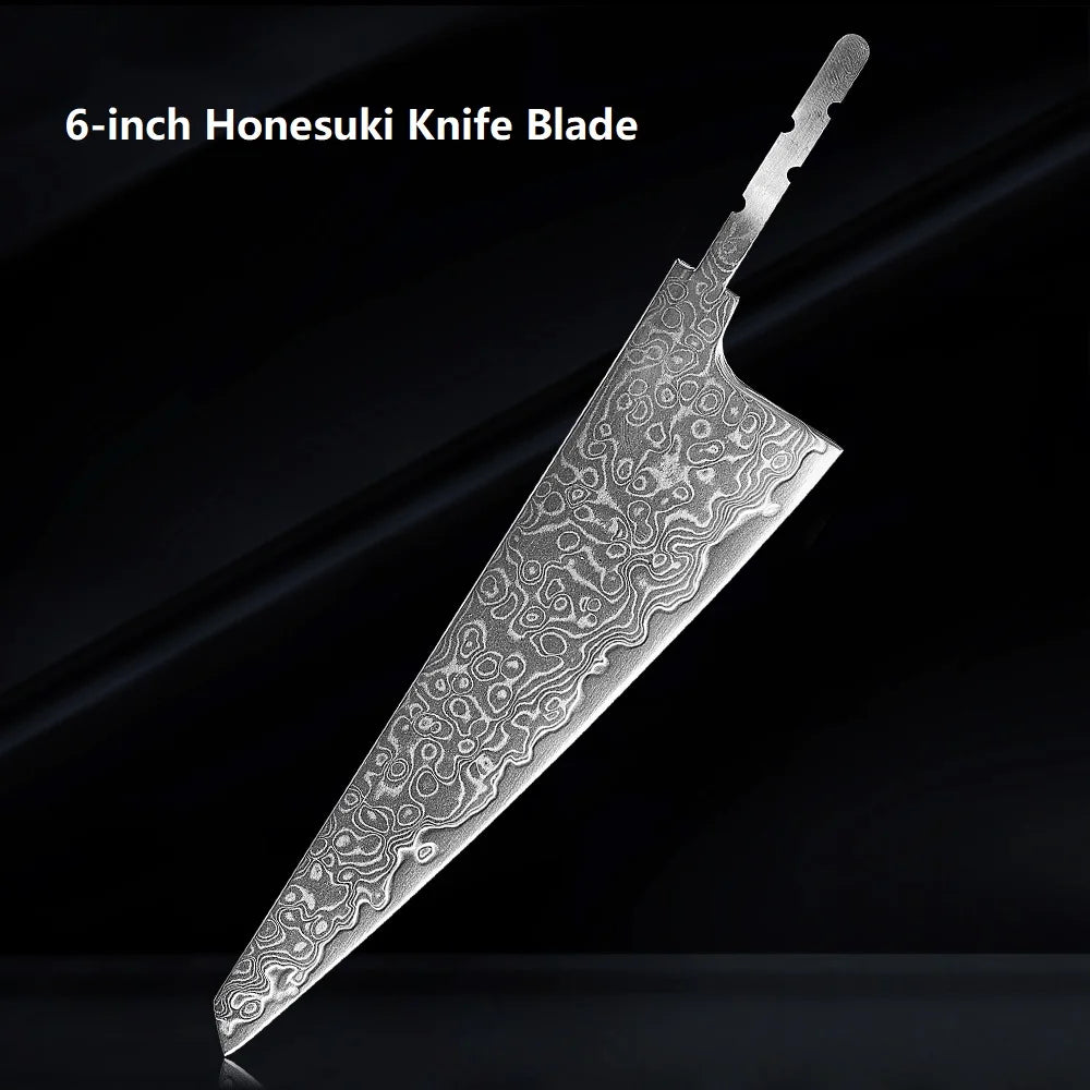 DASHWAY Damascus Steel Blank Blade AUS-10 Full Tang DIY Knife Damascus Blank Blade Qst Honesuki Blade