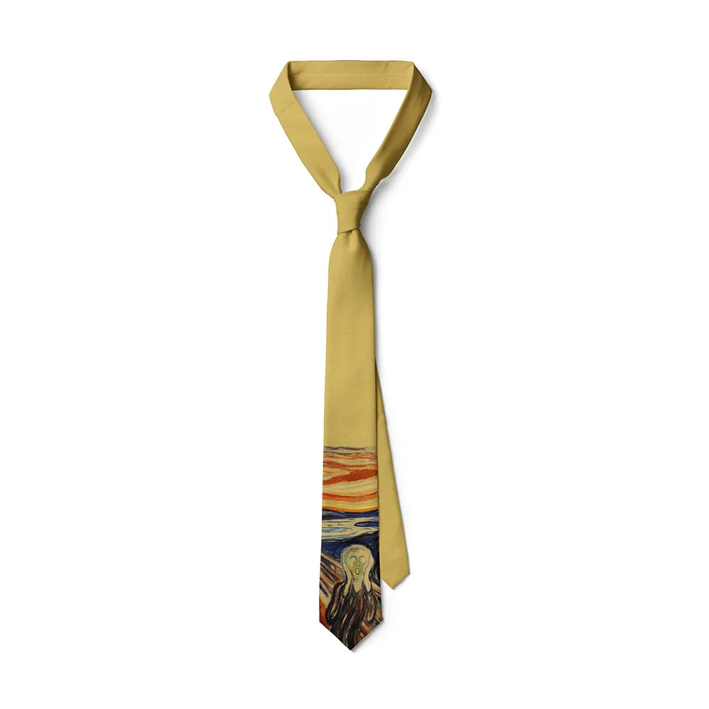 Screaming Sailing Cat Novelty Necktie – Funny Men's Print Tie Novelty Print Necktie Qme type4