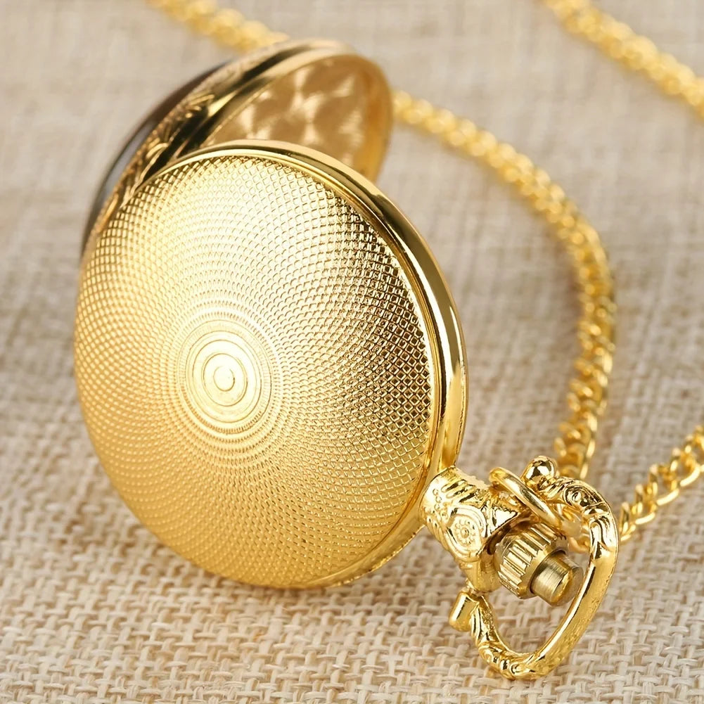 Retro Golden Coin Quartz Pocket Watch – Commemorative Collectible Quartz Pocket Watch Qme