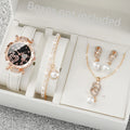 Ladies' Quartz Watch & Gemstone Jewelry 5-Piece Set Ladies Watch Gift Set Qme WHITE