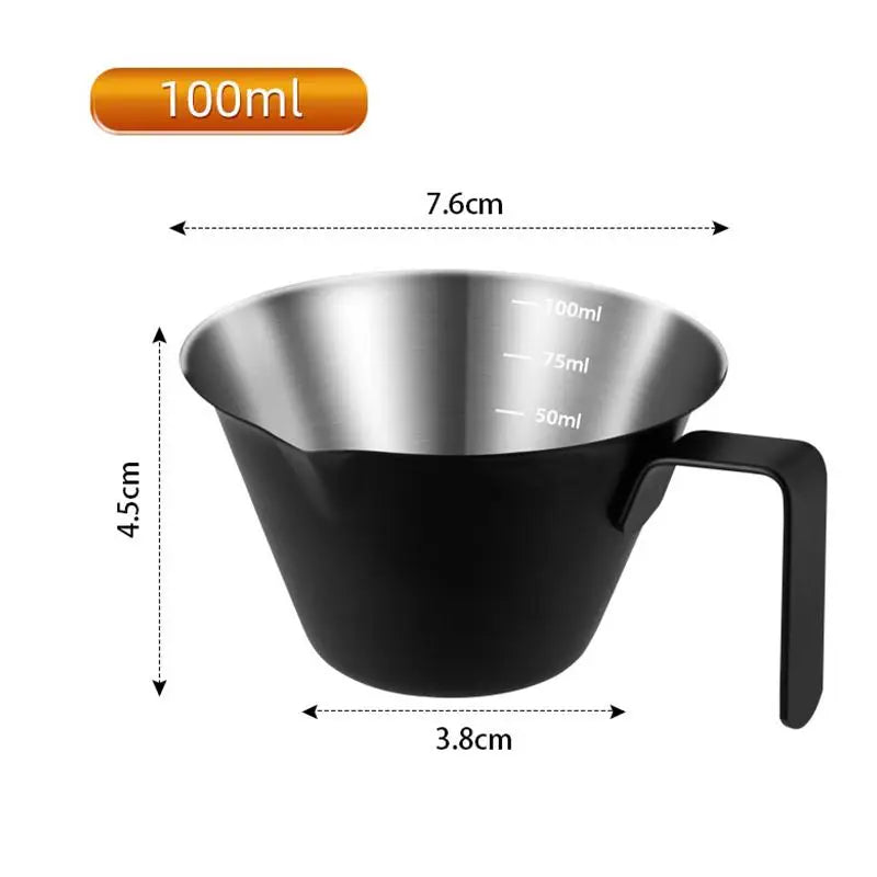Stainless Steel Espresso Measuring Cup with Scale & Milk Spoon Espresso Measuring Cup Qme A2