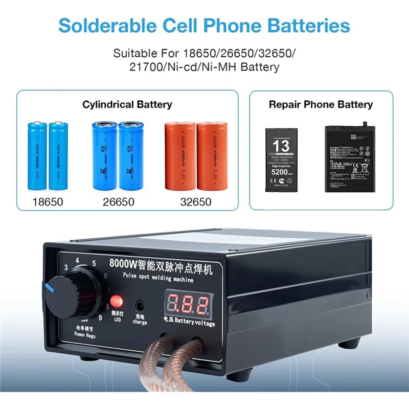 A02F 8000W Battery Spot Welder – DIY Nickel Strip Machine Battery Spot Welder Qme