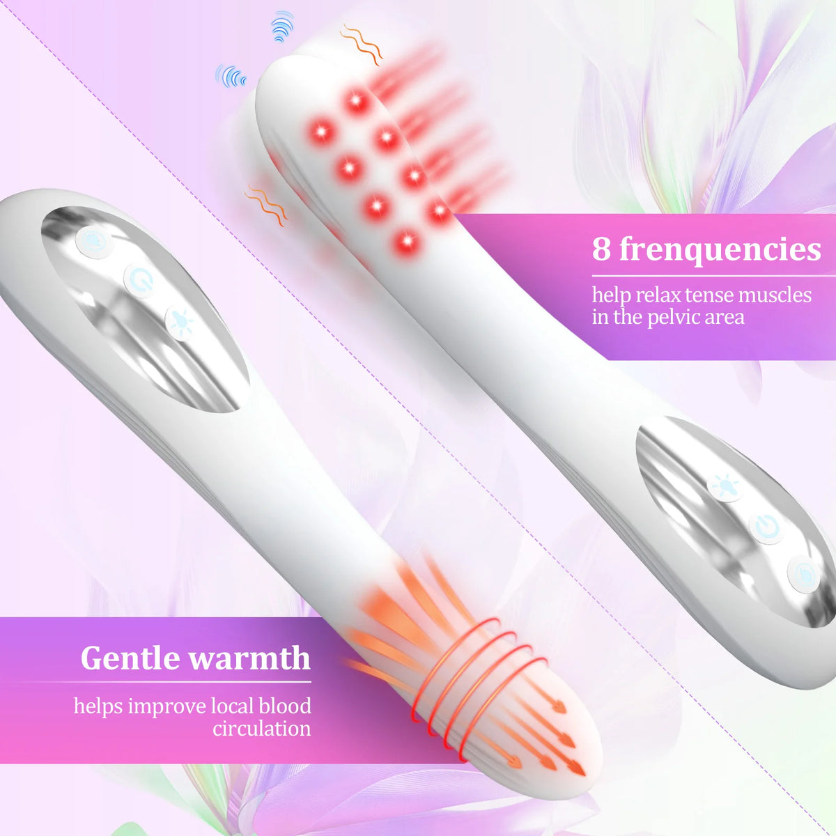 Women's LED Light Therapy Wand – Heat, 3 Colors & 8 Modes LED Wellness Wand Qst
