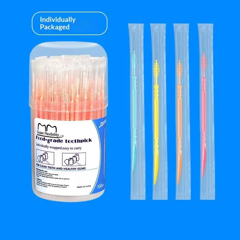 Double-Ended Interdental Brush Toothpicks – 100pcs Box | Qme Interdental Brush Picks Qme