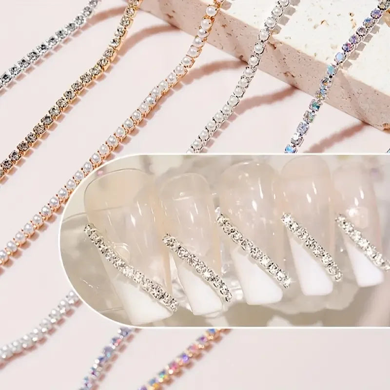 Nail Art Diamond Chain Colorful Crystal Charms Metal Deco Nail Art Charms Qme