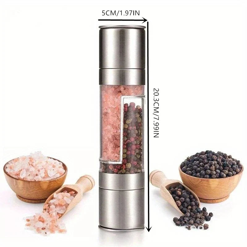 Manual Stainless Steel Salt & Pepper Grinder Mill – Adjustable Spice Grinder Mill Qme