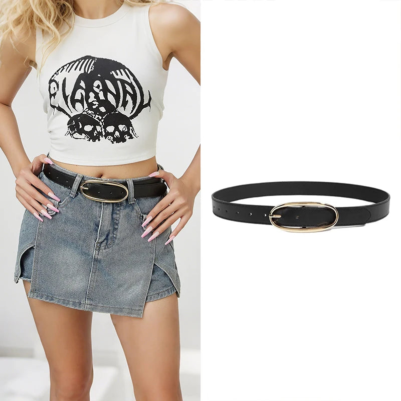 Retro Y2K Women's Denim Belt – Vintage Punk Style, 105cm Women's Fashion Belt Qst A8
