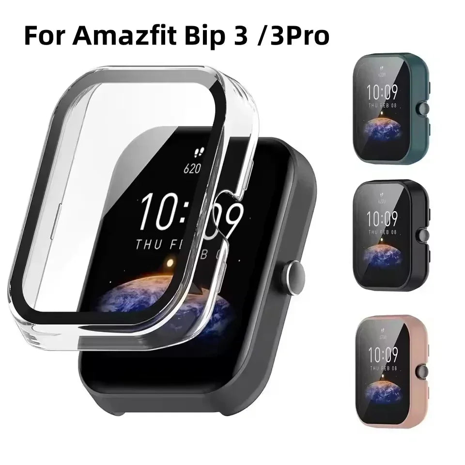 Amazfit Bip 3 & Bip 3 Pro PC Protective Screen Cover & Frame Smartwatch Screen Protector Qme