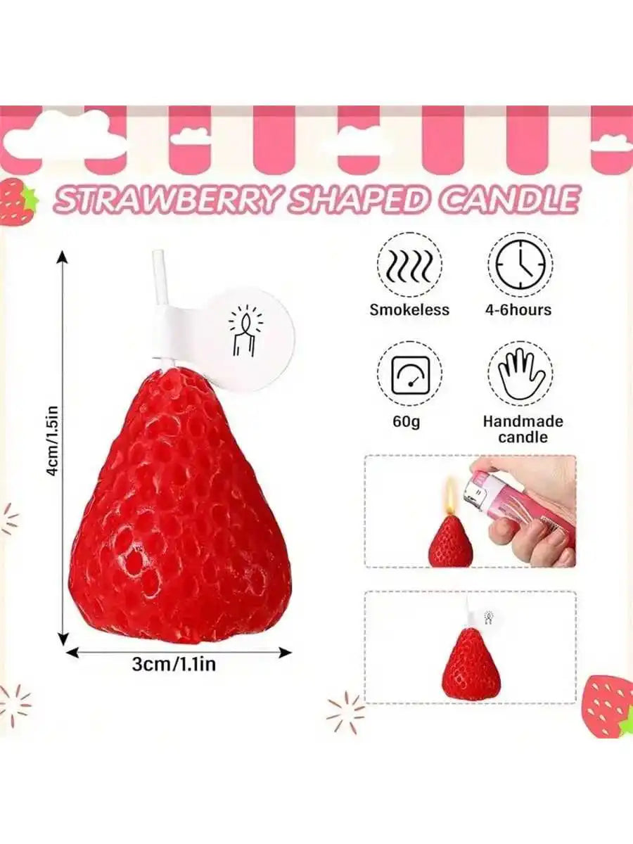 Strawberry Shaped Soy Wax Scented Candles – Set of 4 Scented Novelty Candles Qme