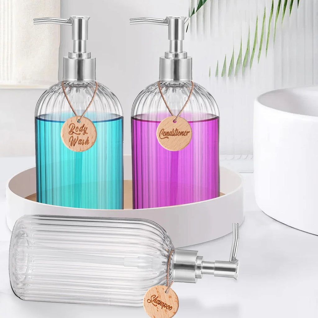 Modern 3-Bottle Refillable Shower Dispenser Set – 500ml Shower Dispenser Set Qme