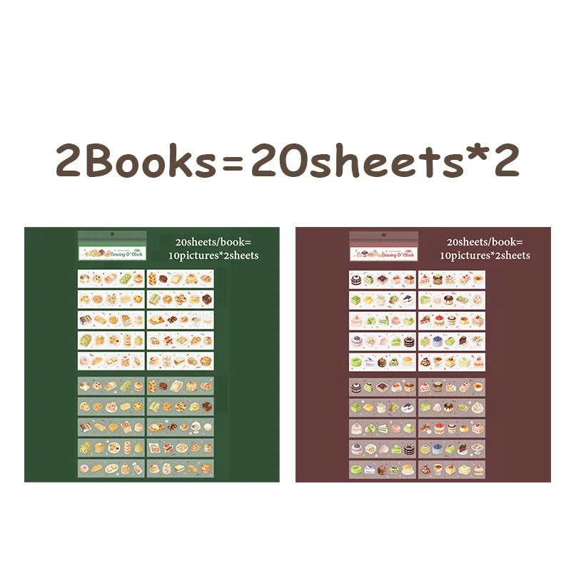 Warm Tone Food Stickers 2 Books – Assorted Decorative Designs Decorative Sticker Set Qme A