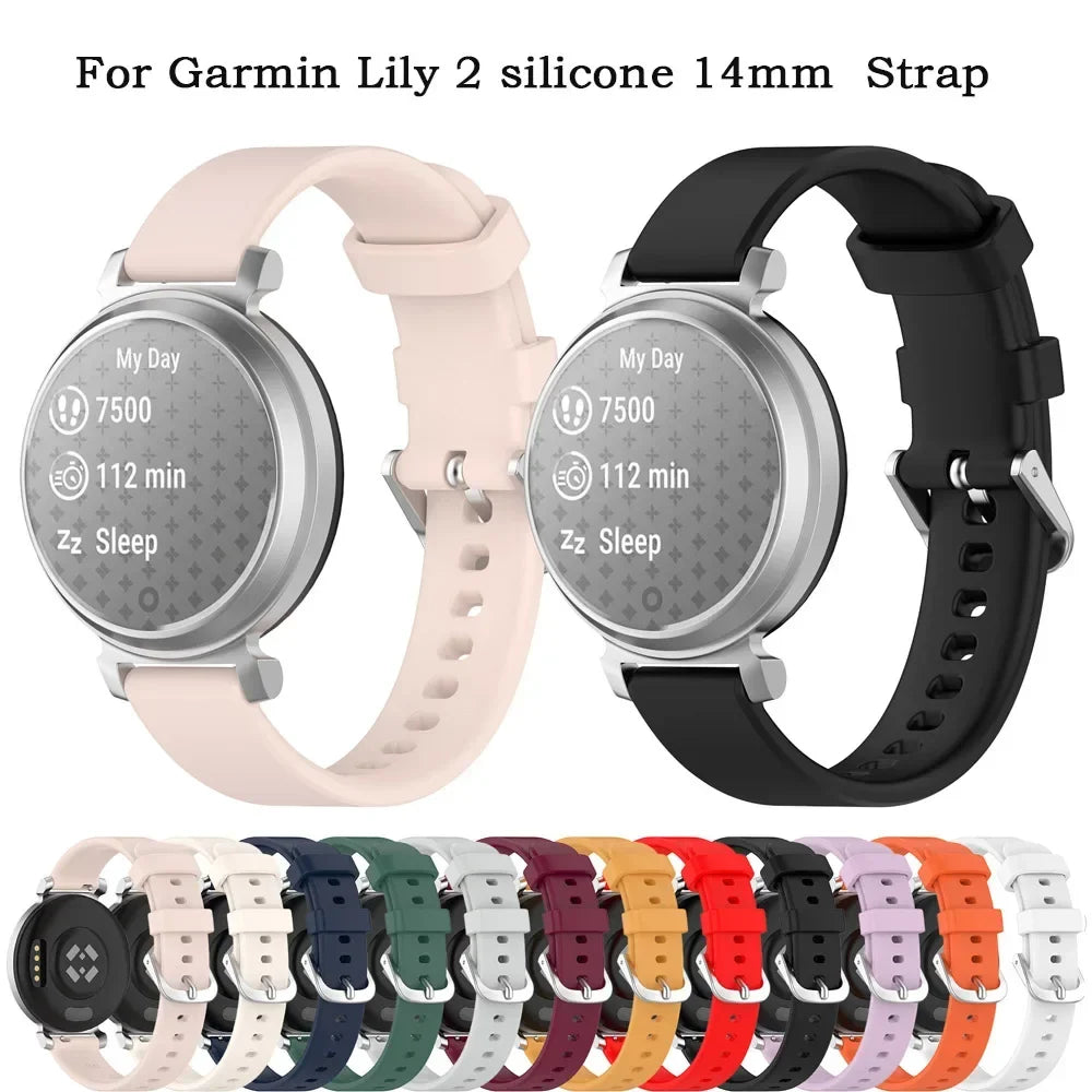 Garmin Lily 2 Silicone Watch Strap | Soft Replacement Band Silicone Watch Strap Qme