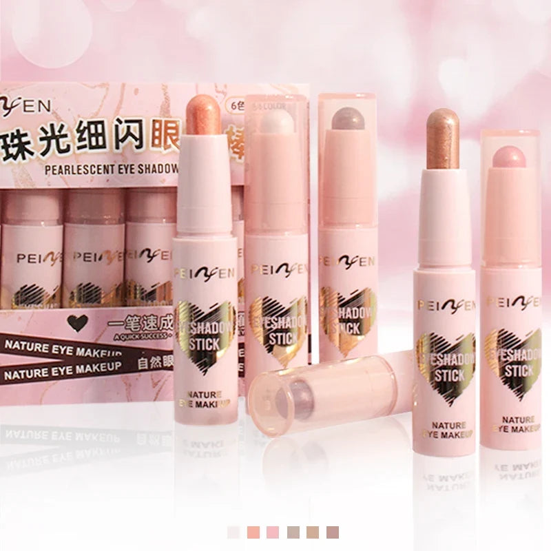 Waterproof Shimmer Eye Shadow Stick Set – 6 Multi-Color Shades Eye Shadow Stick Set Qme