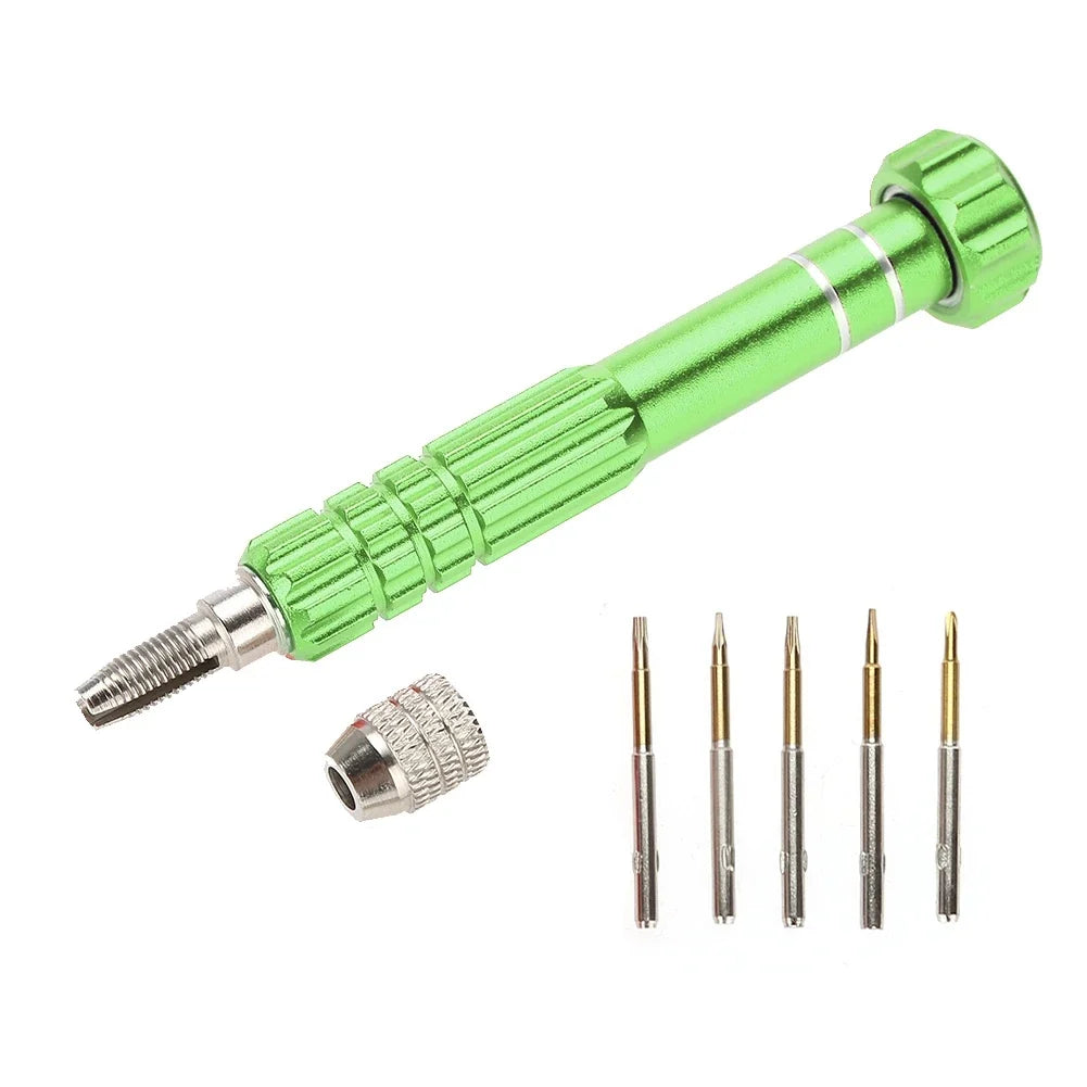 Precision Screwdriver Set – 5-Bit Kit for Watches, Phones & Glasses Precision Screwdriver Set Qme green
