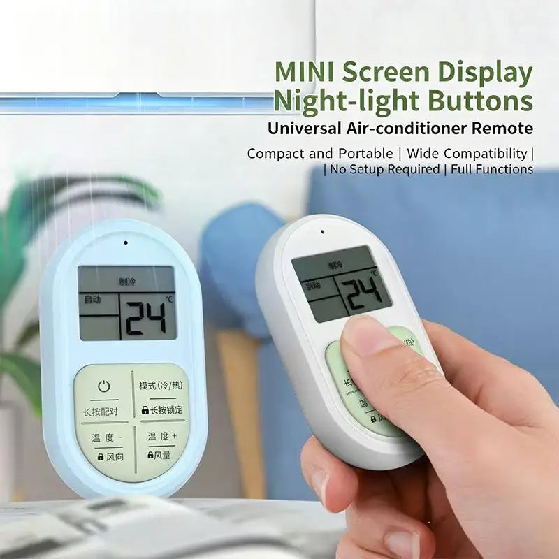 Mini Universal AC Remote Control – Glow Buttons & LCD Display AC Remote Control Qme