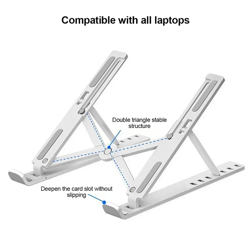 Portable Foldable Laptop Stand | Adjustable Holder 10–17" Laptop Stand Qme White