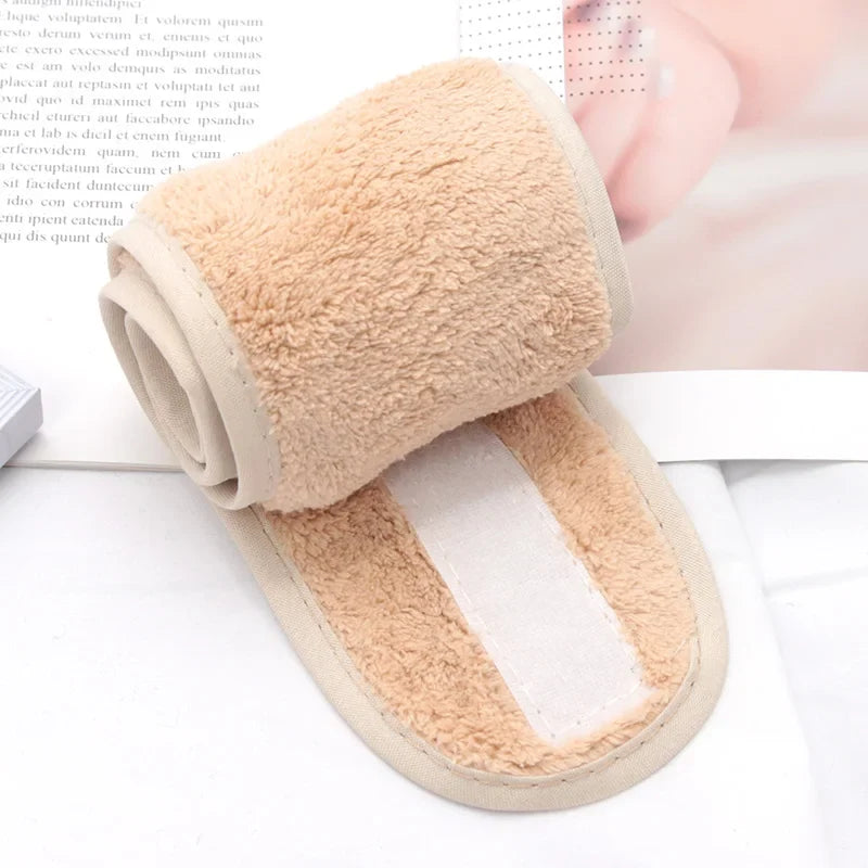 Women's Adjustable SPA Facial Headband – Soft Toweling Hair Band SPA Facial Headband Qme khaki