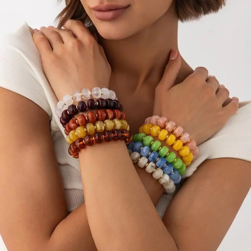 Y2K Colorful Resin Beads Chain Necklace – Trendy Women's Jewelry Beaded Chain Necklace Qme