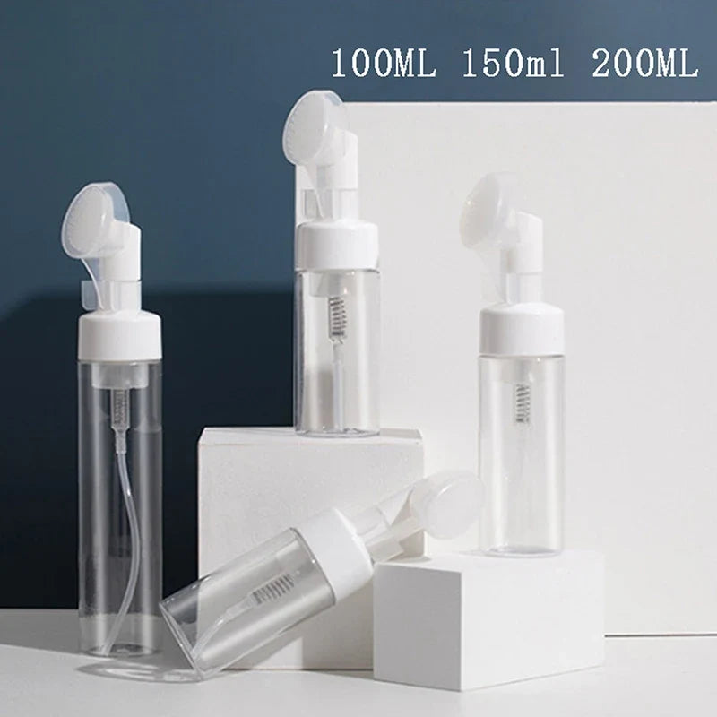 Foaming Pump Bottle with Silicone Brush – 100ml Refillable Dispenser Foaming Pump Bottle Qme