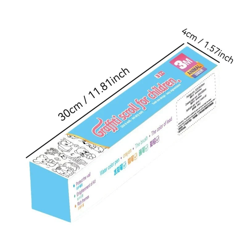 Kids 3M Doodle Drawing Roll – DIY Coloring Paper Scroll Kids Coloring Paper Roll Qme