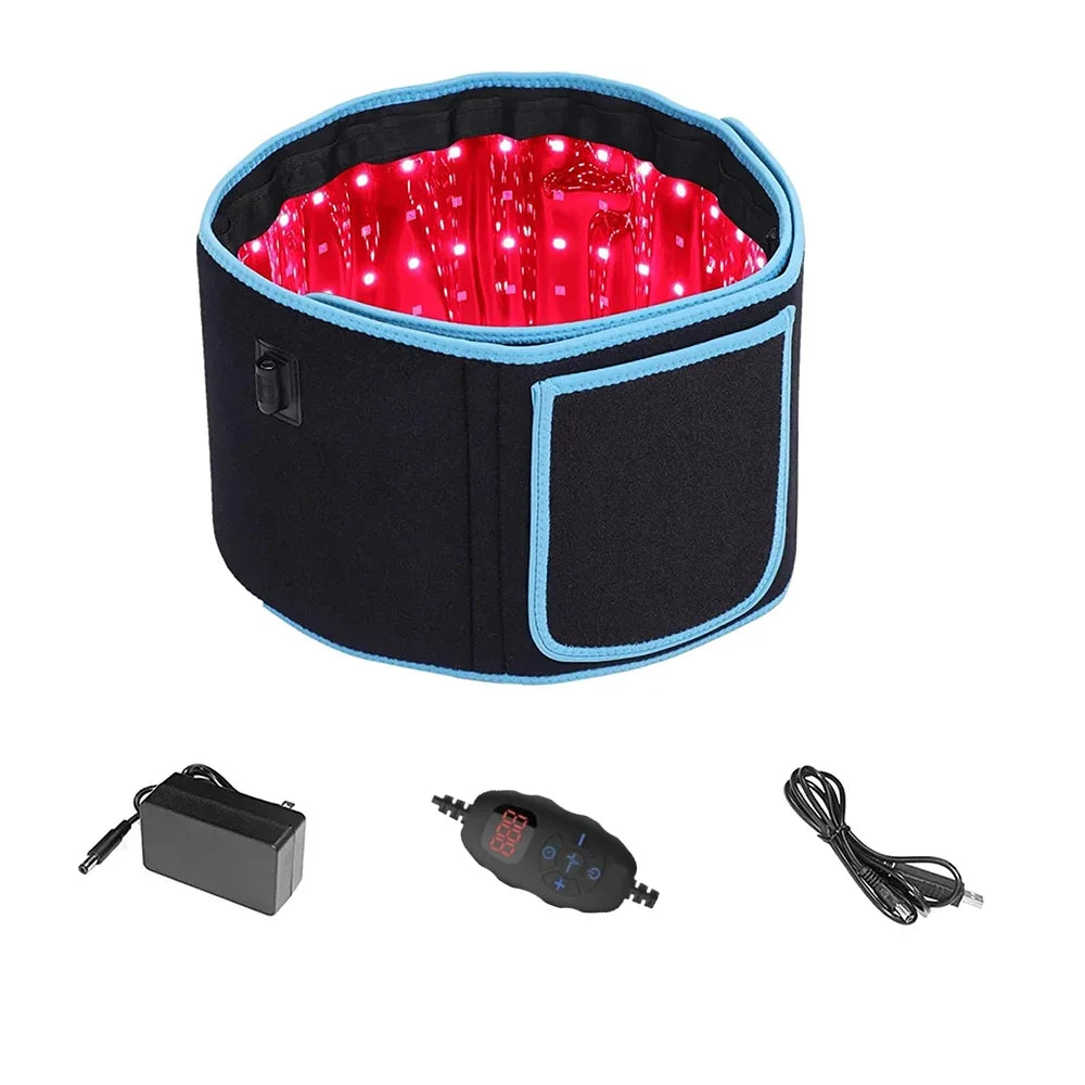 Red & Infrared LED Light Therapy Belt 660nm 850nm Waist Wrap LED Therapy Belt Qst Blue EU Plug
