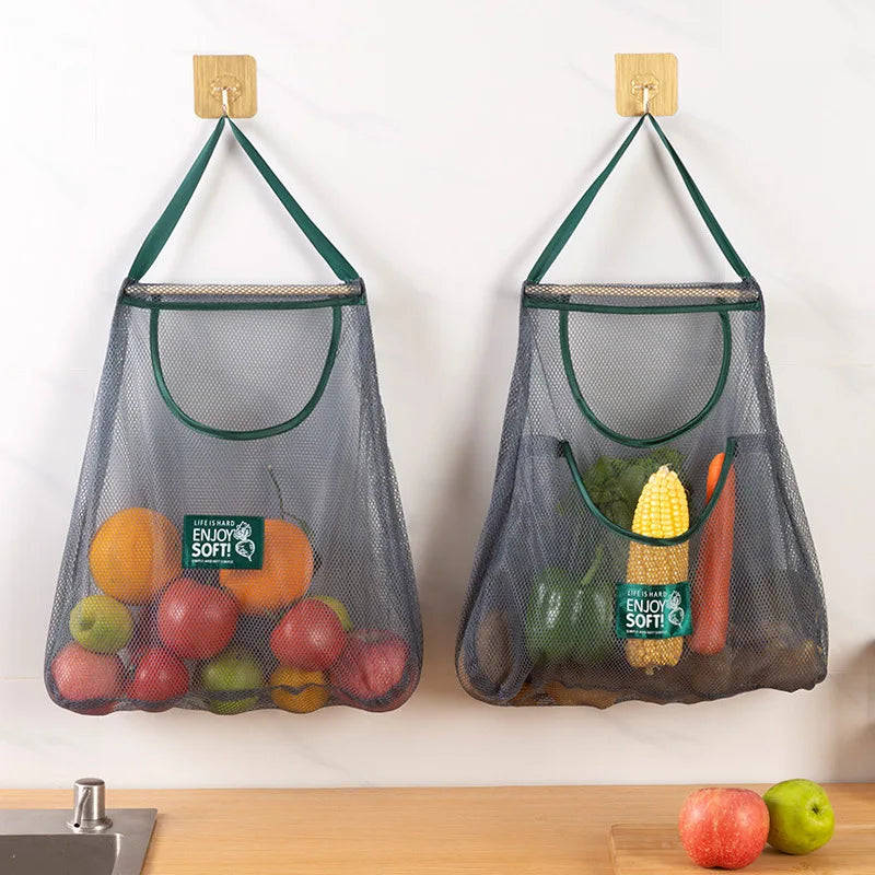 Reusable Hanging Mesh Storage Bags for Fruits & Vegetables Mesh Storage Bag Qme