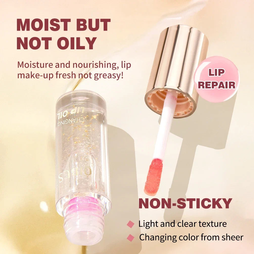 QIBEST Color Changing Lip Oil Plumper Moisturizing Jelly Balm Lip Oil Plumper Qme