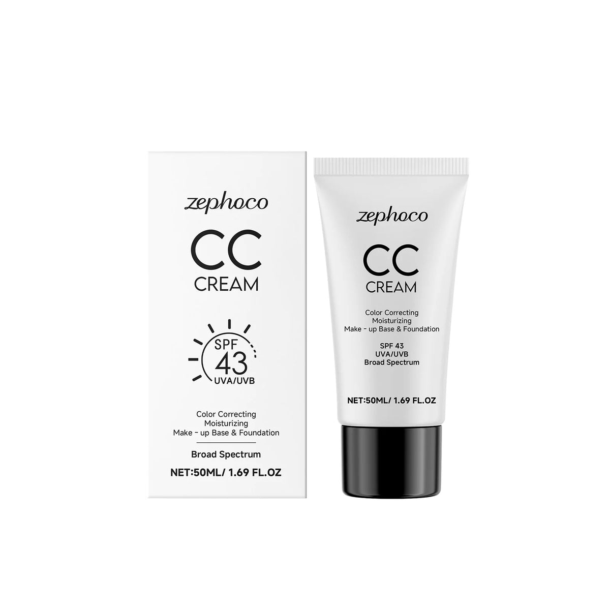 Zephoco CC Cream SPF43 – Color Correction Full Coverage Foundation CC Cream Foundation Qst 50ml Boxed