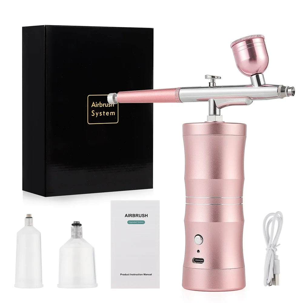 Pink Mini Airbrush Kit 0.3mm – Nail Art, Cake & Craft Spray Gun Airbrush Spray Kit Qst Type 2-Rose