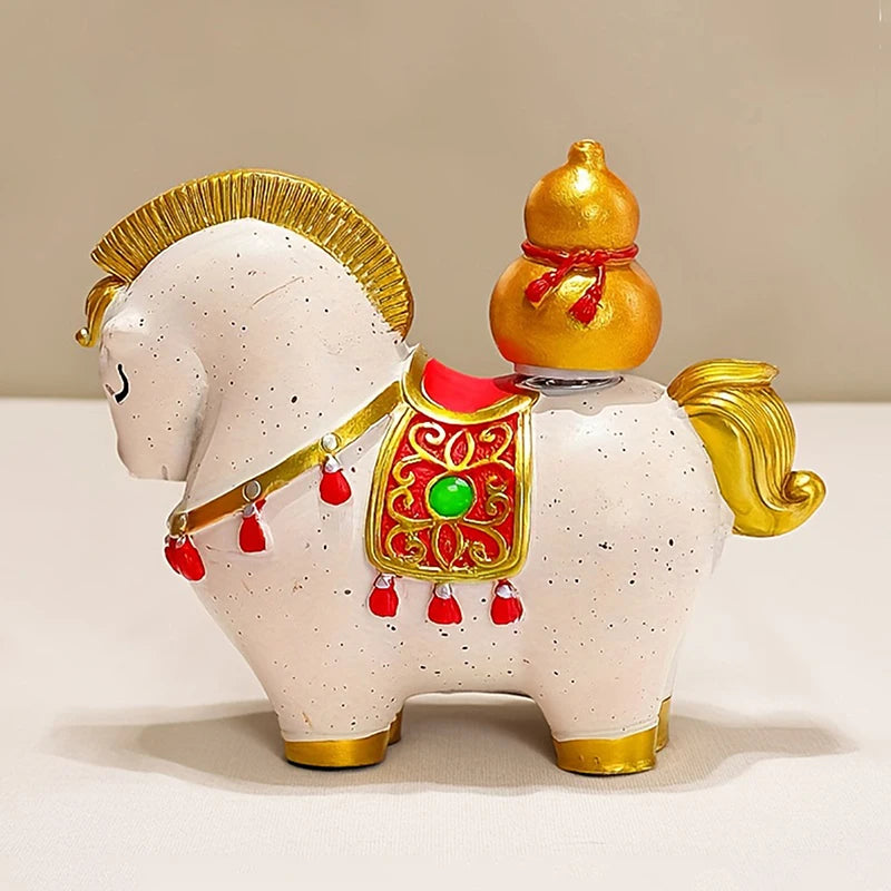 Zodiac Horse Figurine Rotatable Lucky Ingot Desk Decor Decorative Figurine Qst A4