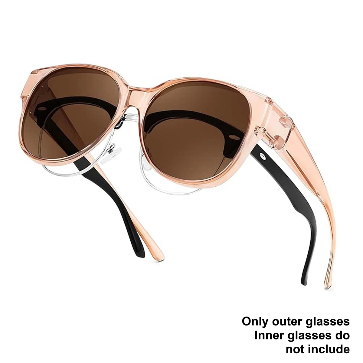 VOPHA Fit Over Sunglasses UV400 Wrap-Around Unisex T01 Fit Over Sunglasses Qst T03-1PC-Tea