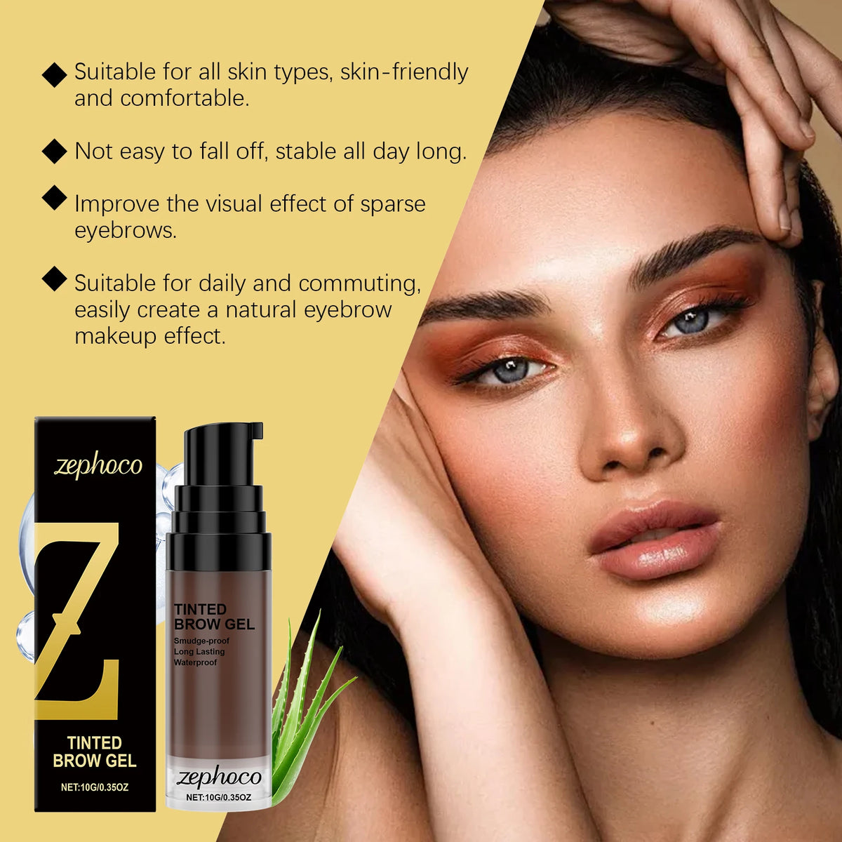 Zephoco Waterproof Eyebrow Tint Gel – Long-Lasting Brow Color Eyebrow Tint Gel Qst