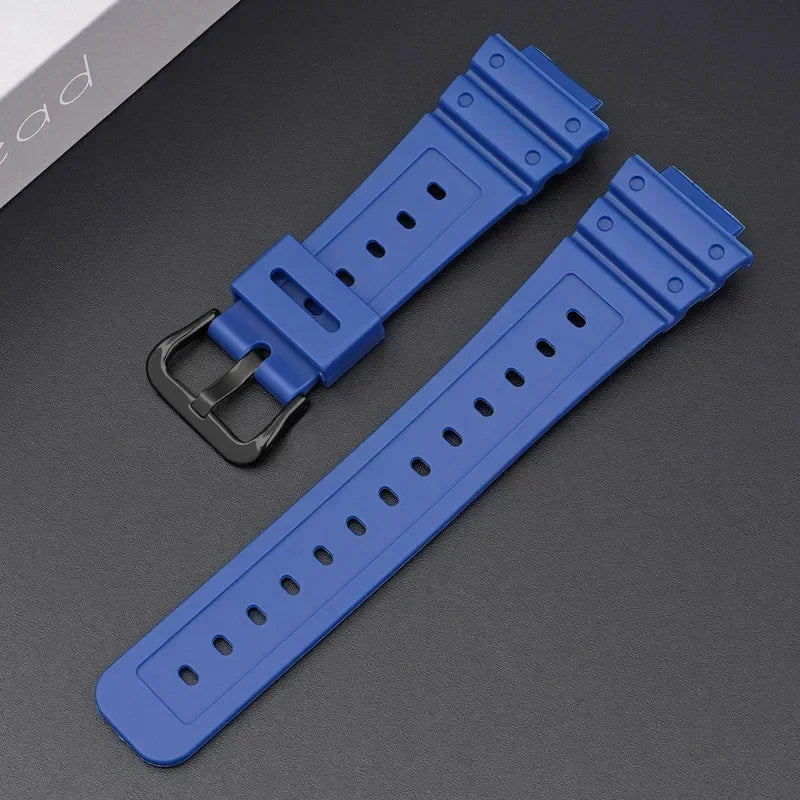 TPU Sport Watch Band for Casio DW-5600 DW5000 GA2100 Casioak Watch Band Qme Blue Black