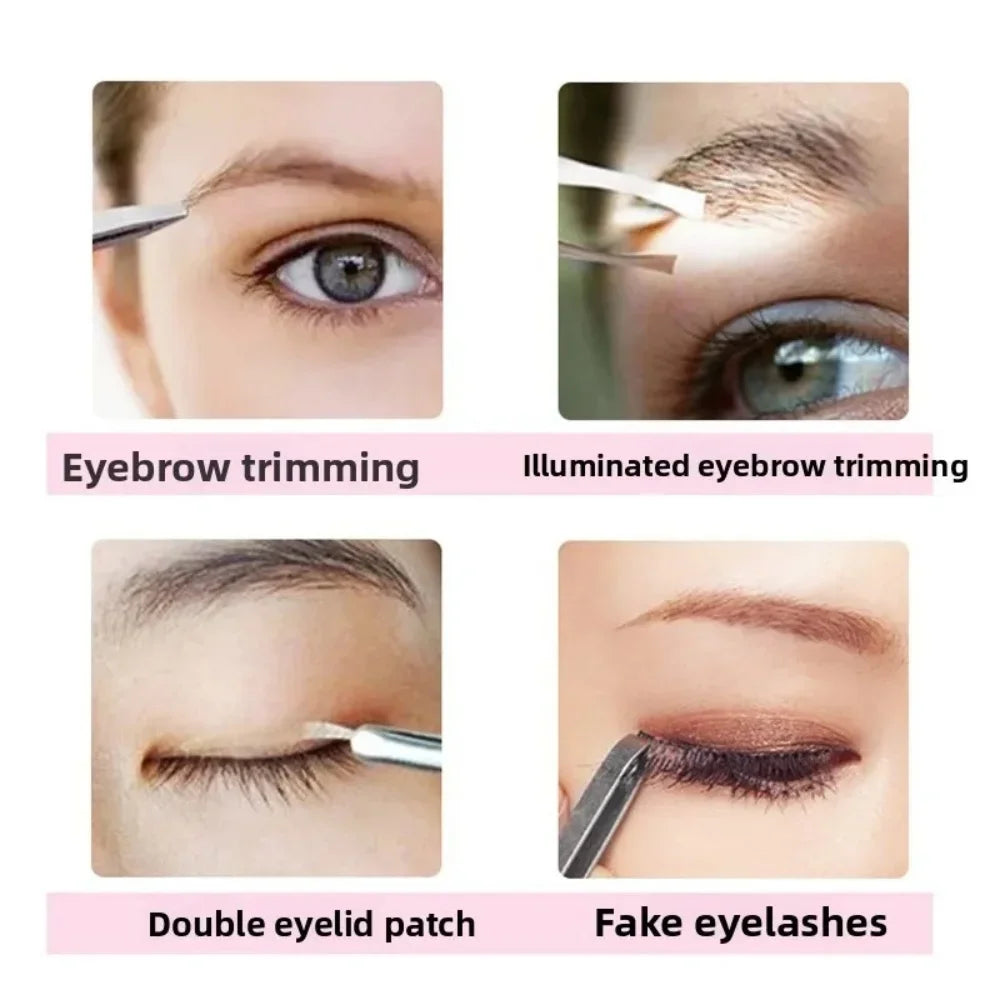 LED Lighted Eyebrow Tweezers – Precision Illuminated Beauty Tool Illuminated Tweezers Qme