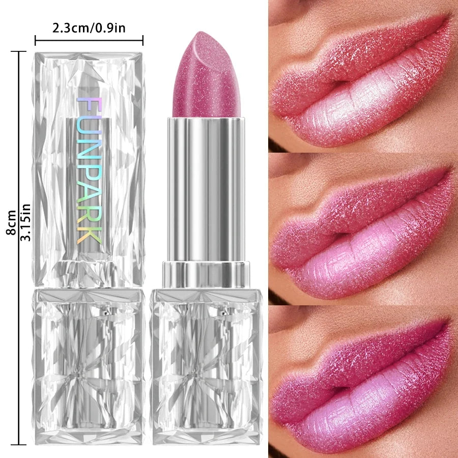7-Color Metallic Sparkling Lipstick – Hydrating Red & Pink Metallic Lipstick Qme