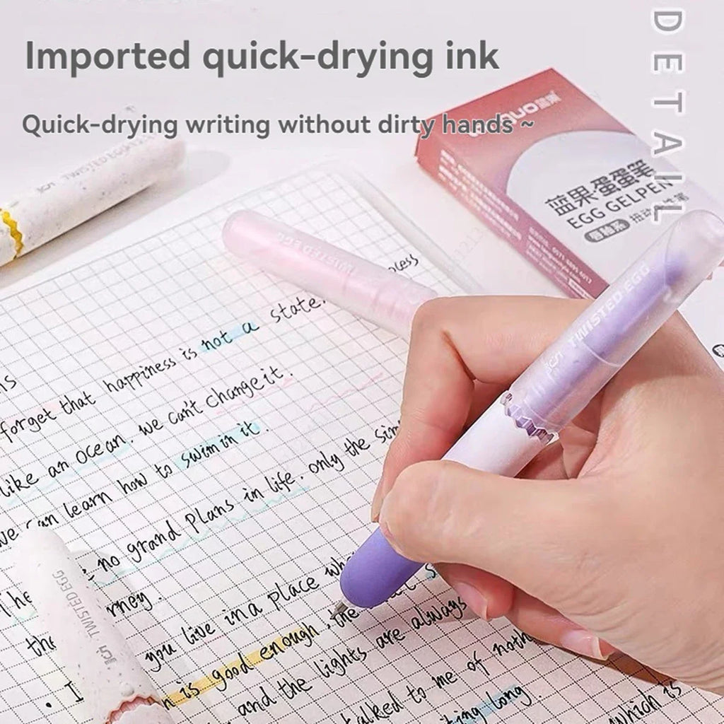 Kawaii Egg Gel Pens 0.5mm Quick Dry Smooth Black Ink Gel Pen Set Qme