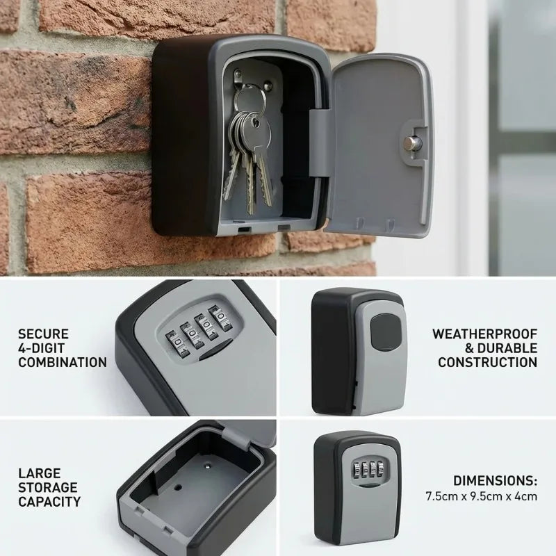 Wall Mount Key Lock Box 4-Digit Combination Code Security Safe Key Lock Box Qme