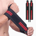 Weight Lifting Wrist Wraps – Adjustable Non-Slip Gym Strap Wrist Wraps Qme red 2pcs