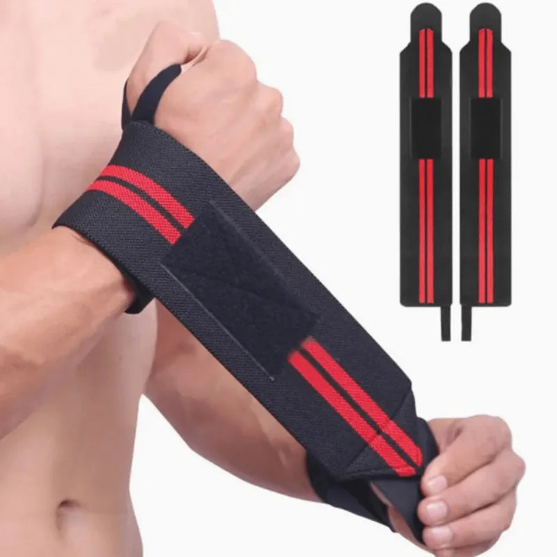Weight Lifting Wrist Wraps – Adjustable Non-Slip Gym Strap Wrist Wraps Qme red 2pcs