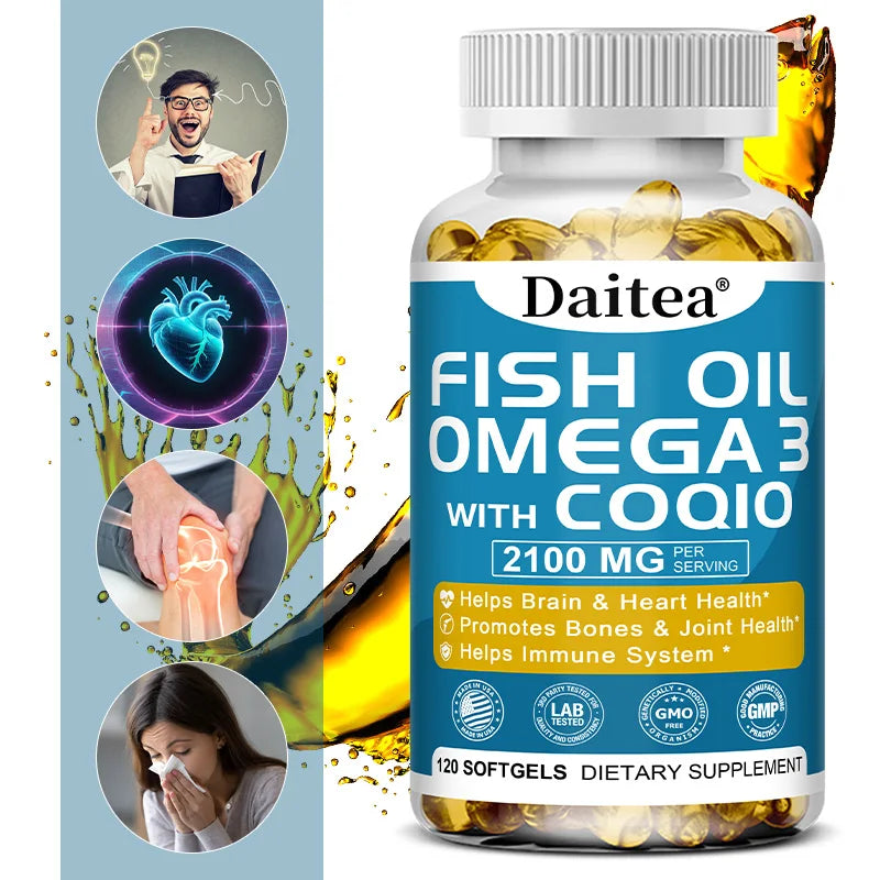 Wild Caught Omega-3 Fish Oil 2000mg | EPA & DHA Capsules Omega-3 Supplement Qst