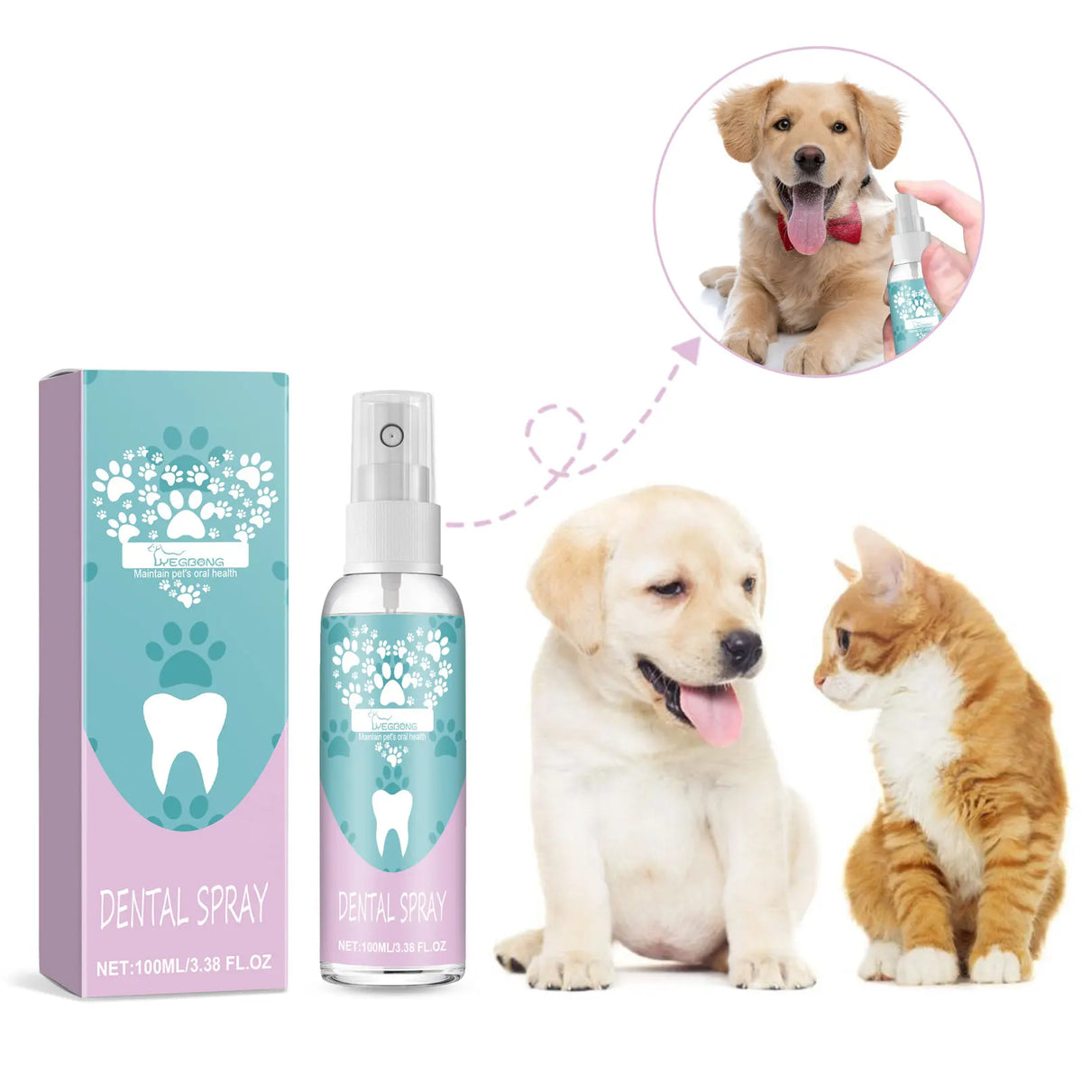 Yegbong Dog & Cat Dental Spray – Teeth Cleaning, Fresh Breath Pet Dental Spray Qst Default Title