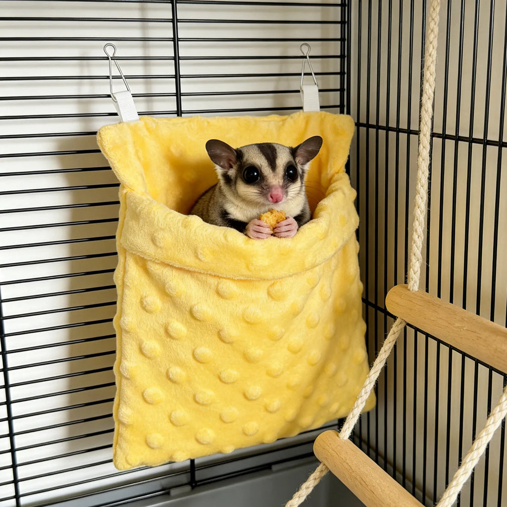 Sugar Glider Sleeping Bag Hanging Hammock Nest Cage Bed Small Pet Hammock Qme