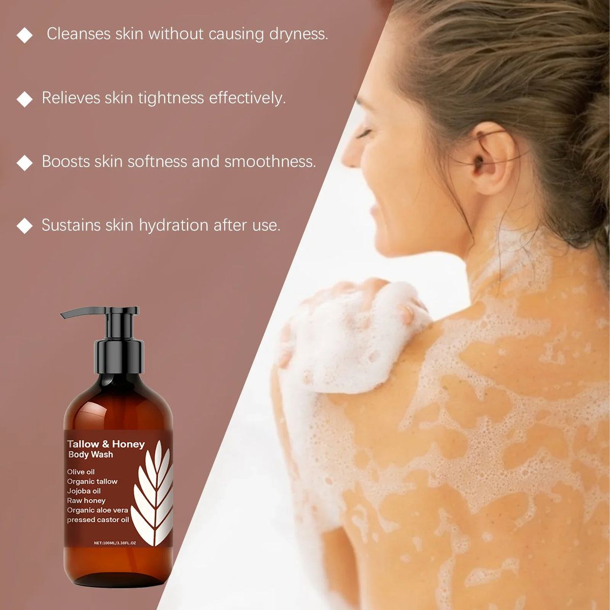 Tallow & Honey Body Wash – Moisturizing Gentle Shower Gel Moisturizing Body Wash Qme