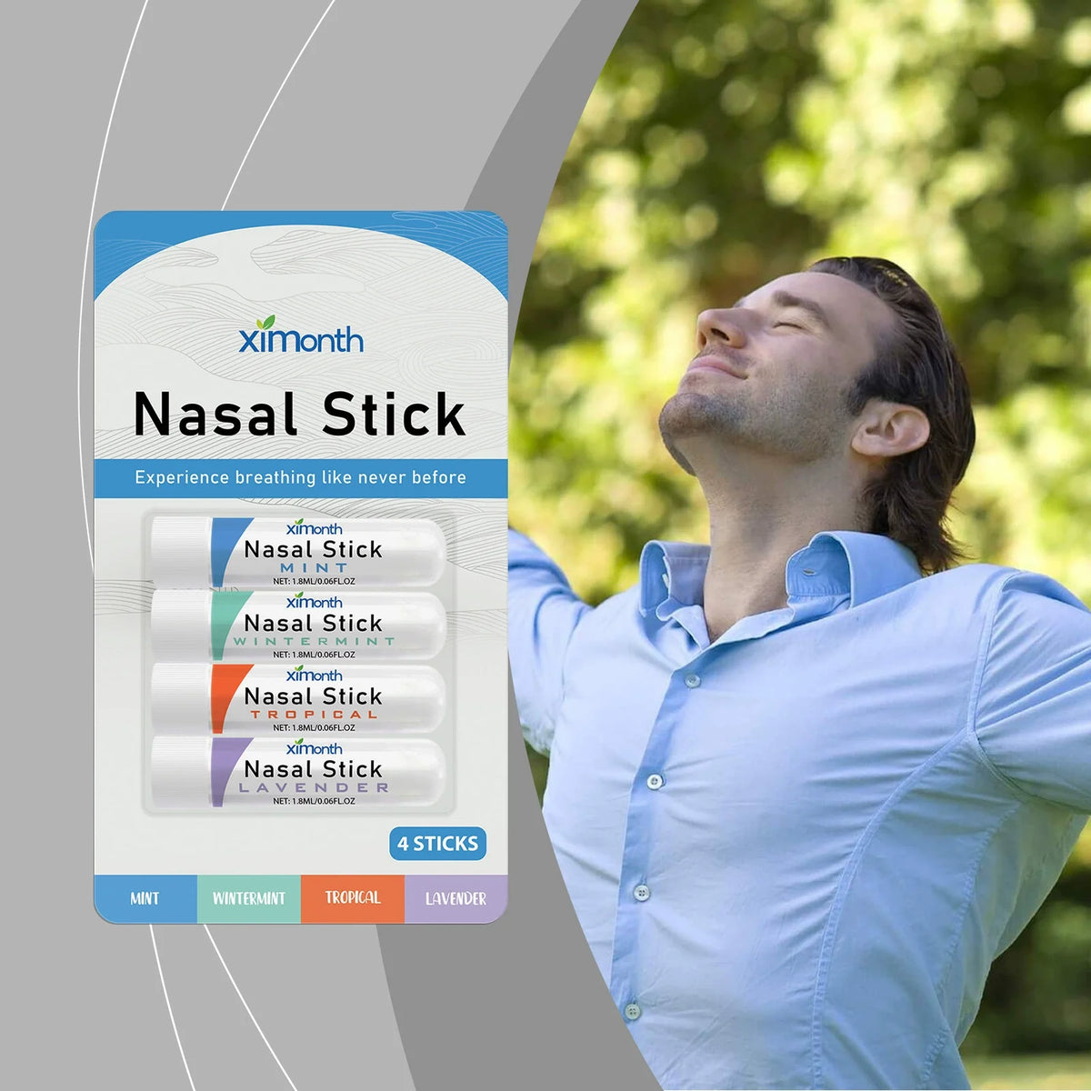 Ximonth Aromatherapy Nasal Inhaler Sticks – Cooling Plant Oil 4-Pack Aromatherapy Inhaler Qst
