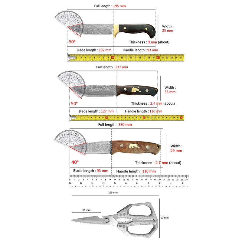 Damascus VG10 Steel Chef Knife – Wood Handle Kitchen Knife Damascus Chef Knife Qst