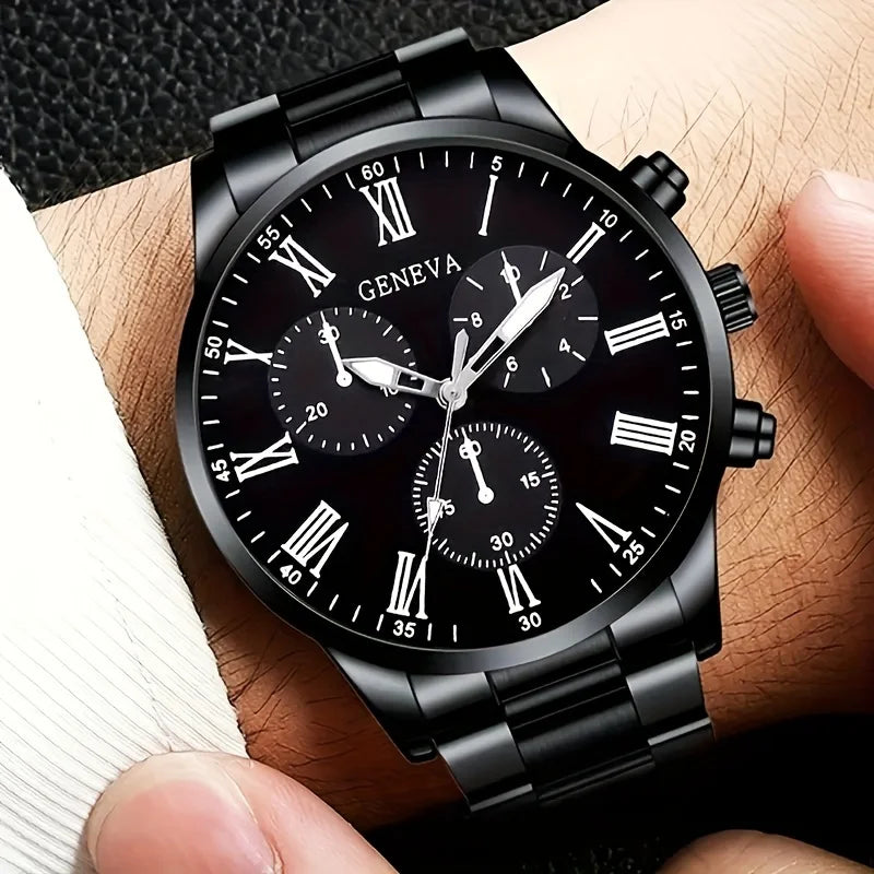 Men's 4-Piece Quartz Sport Watch Set – Zinc Alloy Case | Qme Men's Watch Set Qme