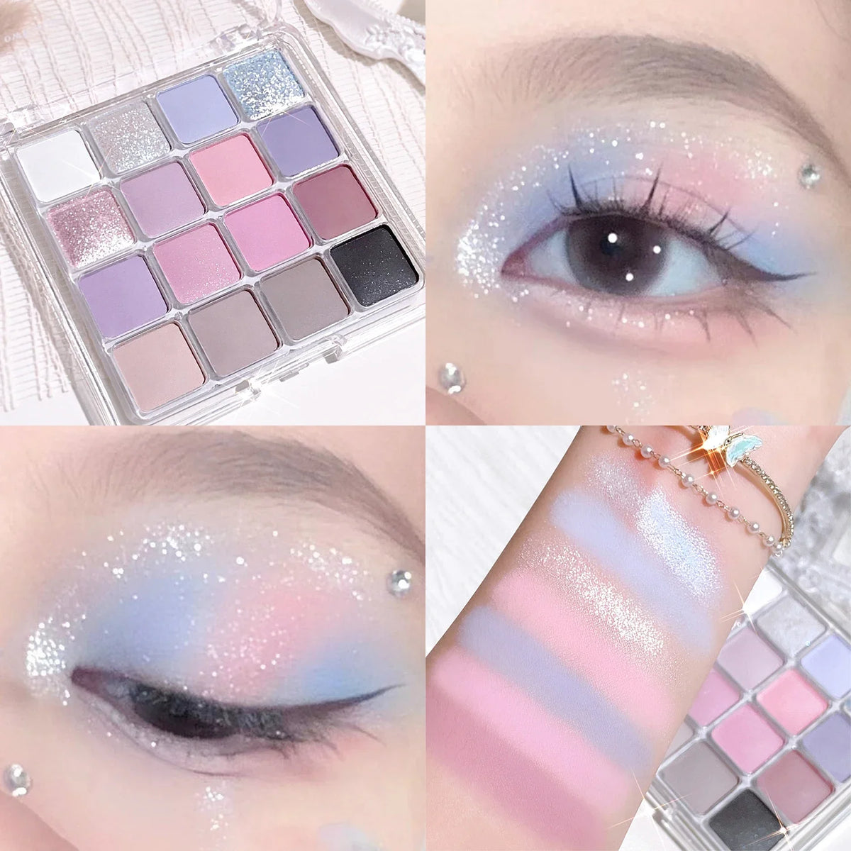 16-Shade Eyeshadow Palette – Glitter, Matte & Shimmer Finishes Eyeshadow Palette Qme 05